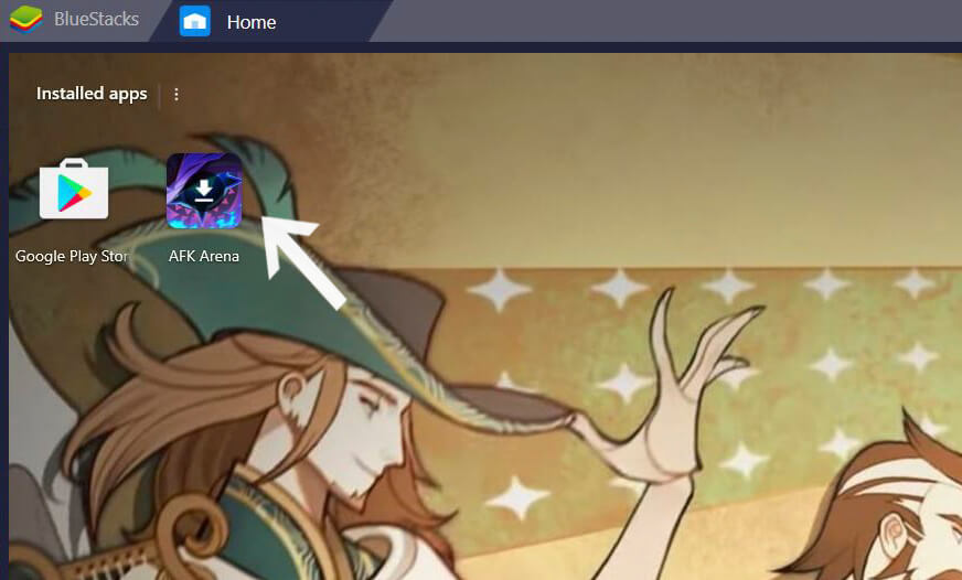 afk arena icon on bluestacks main screen