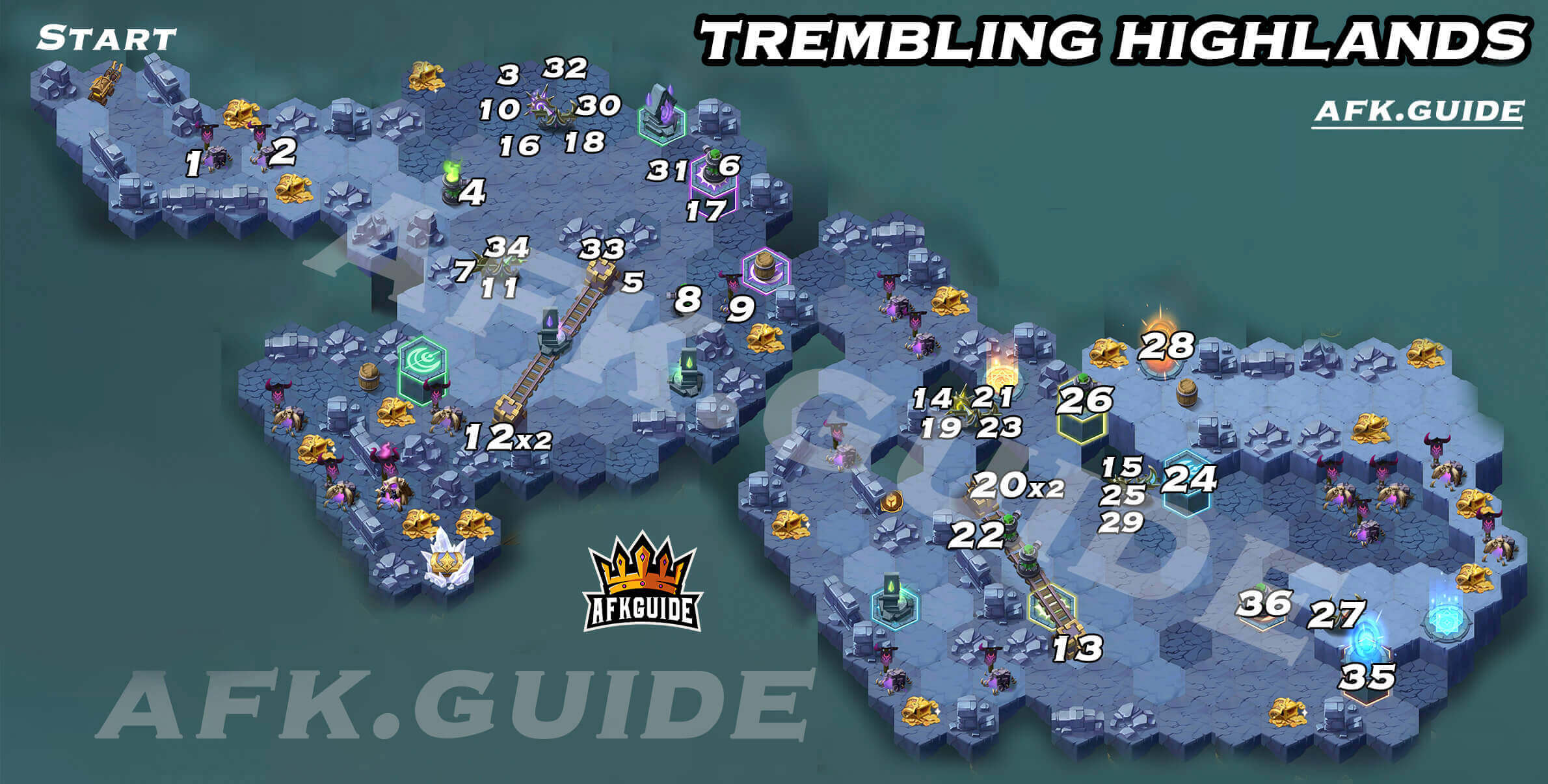 trembling highlands map afk arena