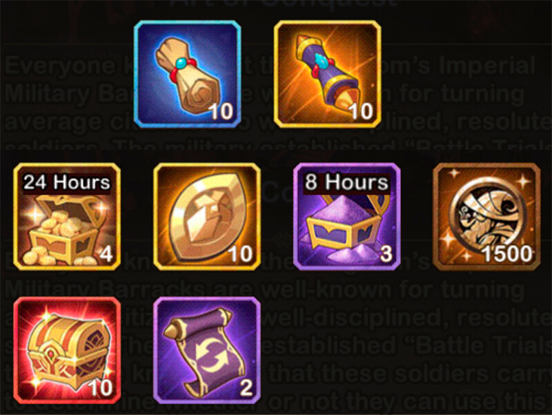 art of conquest rewards