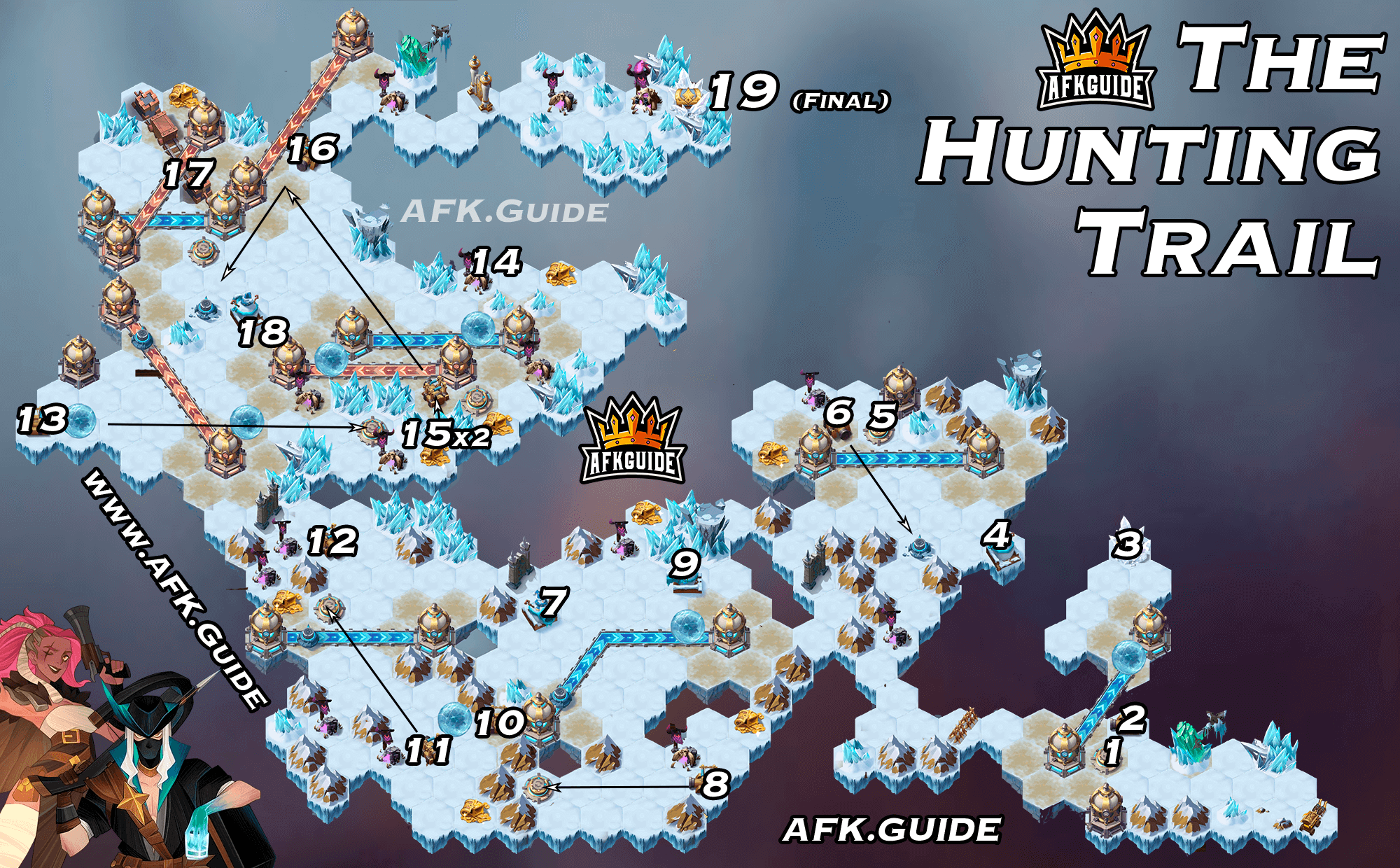 the hunting trail map guide afk arena