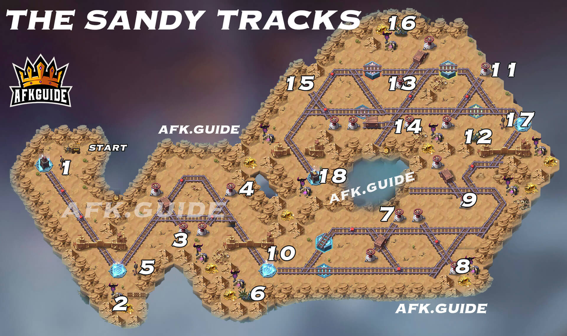 the sandy tracks map