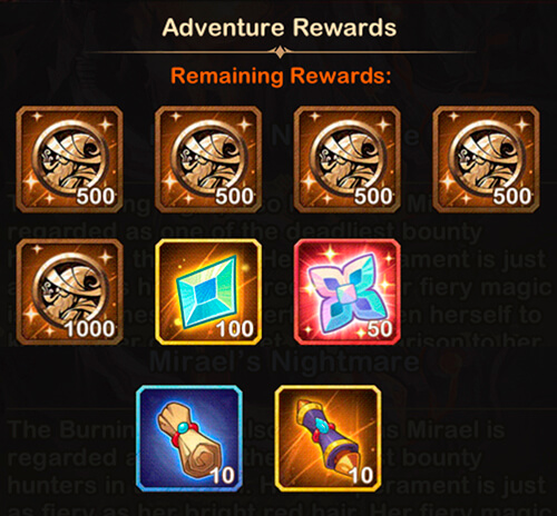 Miraels Nightmare rewards